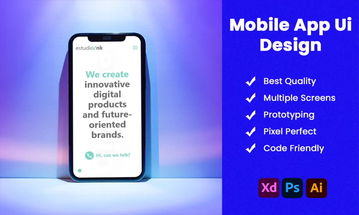 design you a creative mobile app UI in Adobe XD or Figma