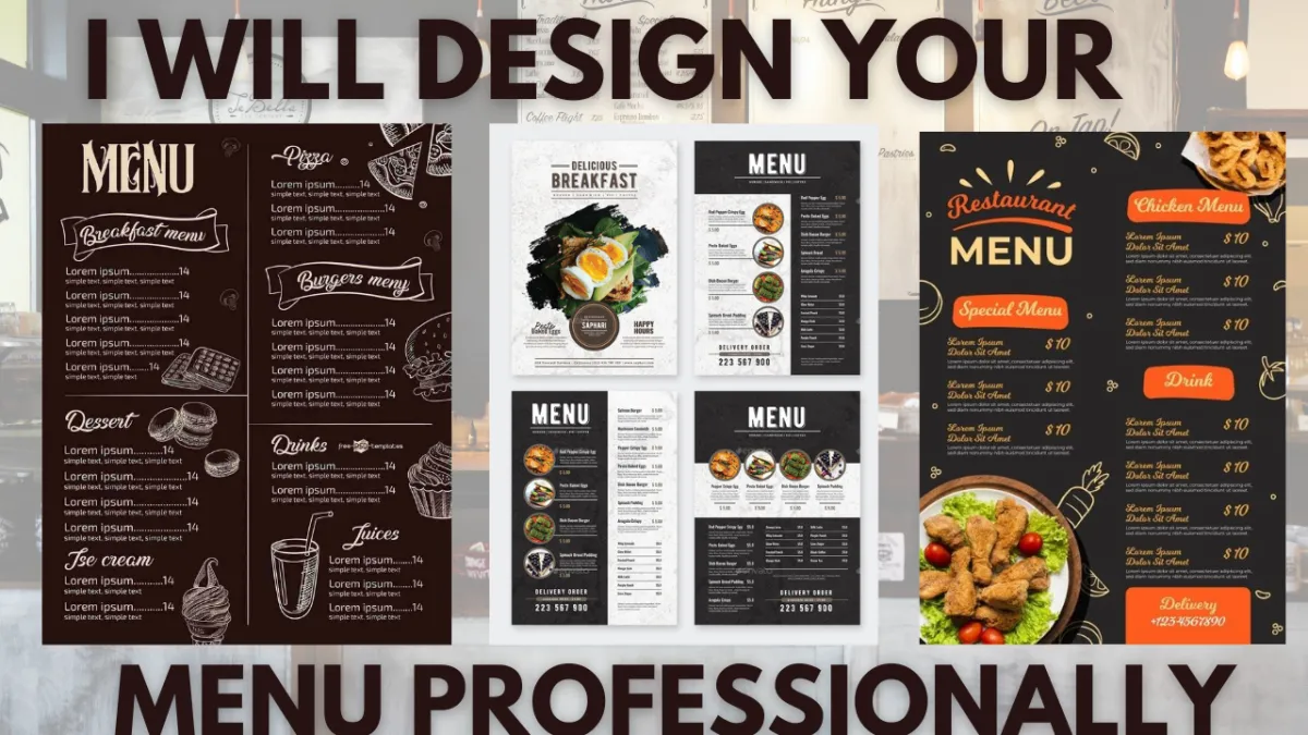  design restaurant menu, saloon, gym or any kind of menu professionally