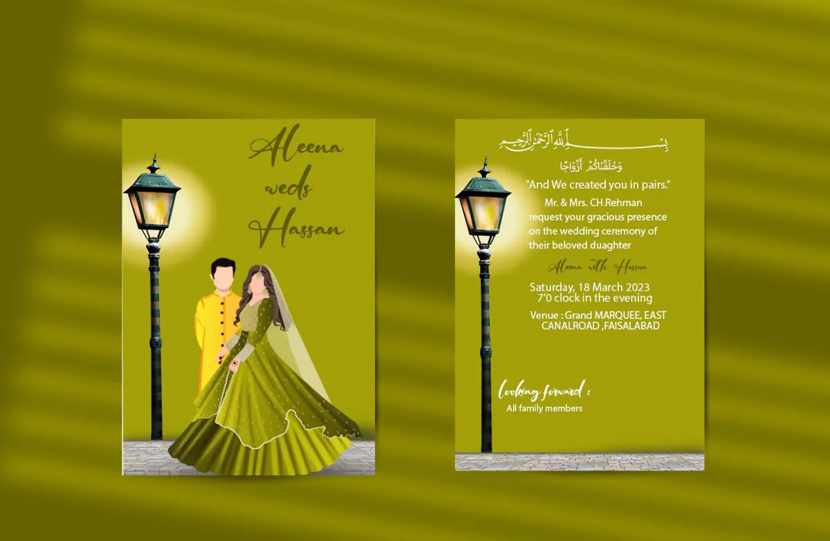 create amazing cartoon bride groom invitaion cards  for wedding