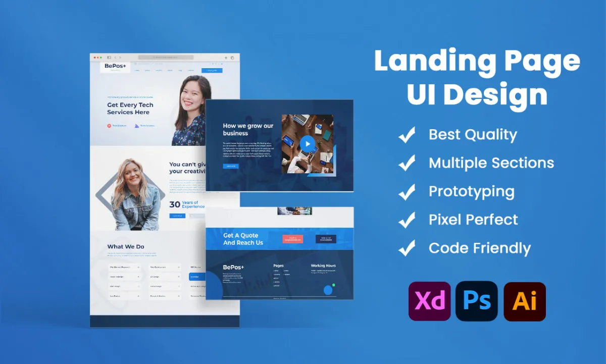 design a landing page on adobe xd or figma that will boost your business or sales