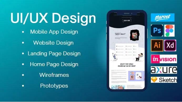 do UI/UX designing of your website using Adobe XD, Adobe Illustrator, Figma etc 