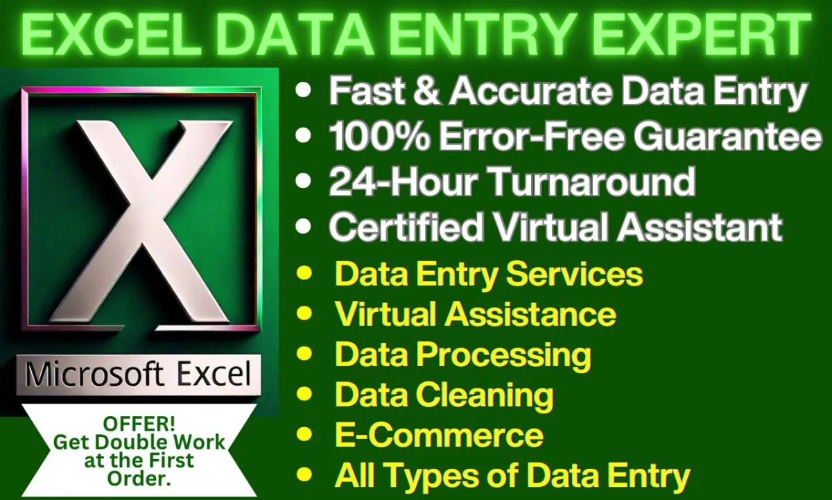 Excel Data Entry, MS Word Typing Formatting, Convert PDF to Excel, Product Listing